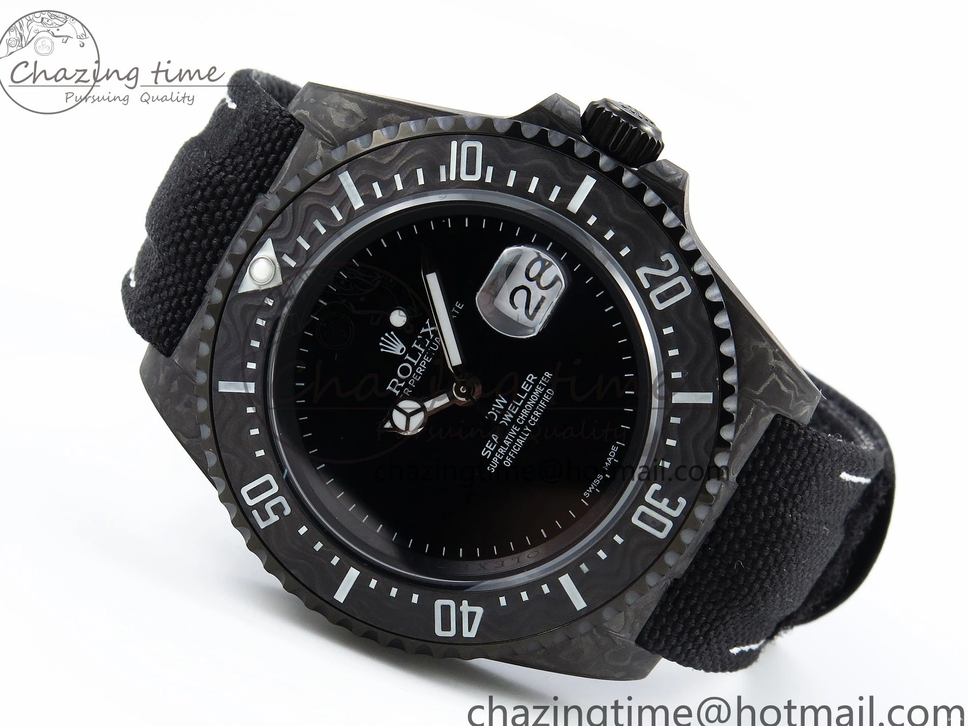 Black Strap Dweller on Dial A2824 DIWF Edition Nylon 43mm Black Best Carbon Sea 0411